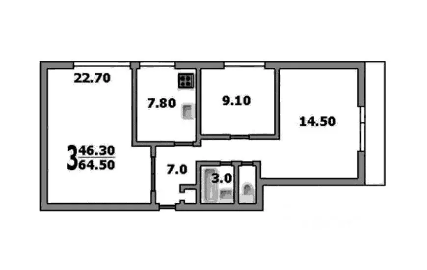 3-к кв. Москва ул. Введенского, 12К2 (63.3 м) - Фото 1