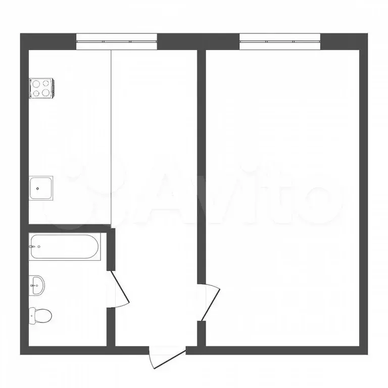 1-к. квартира, 34,6 м, 1/5 эт. - Фото 0