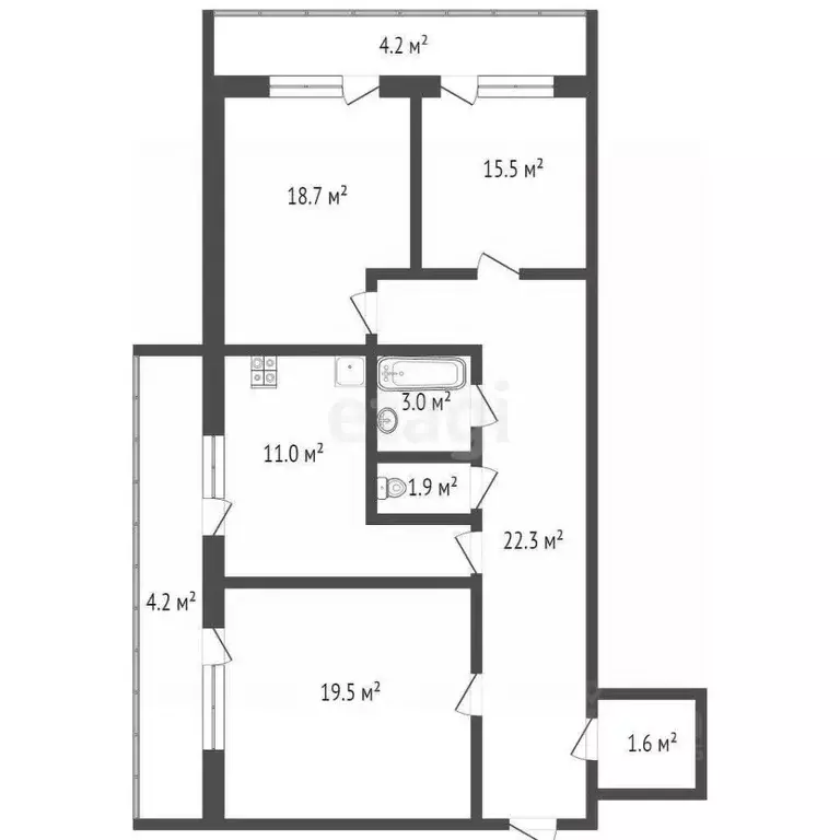 3-к кв. Ростовская область, Ростов-на-Дону ул. Нансена, 93с1 (108.0 м) - Фото 1