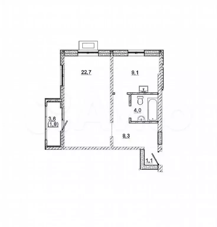 1-к. квартира, 45,2 м, 4/8 эт. - Фото 1