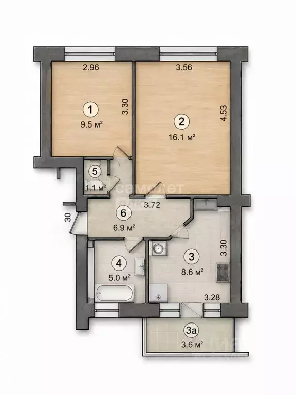 2-к кв. Москва Большая Сухаревская пл., 14/7 (43.8 м) - Фото 2