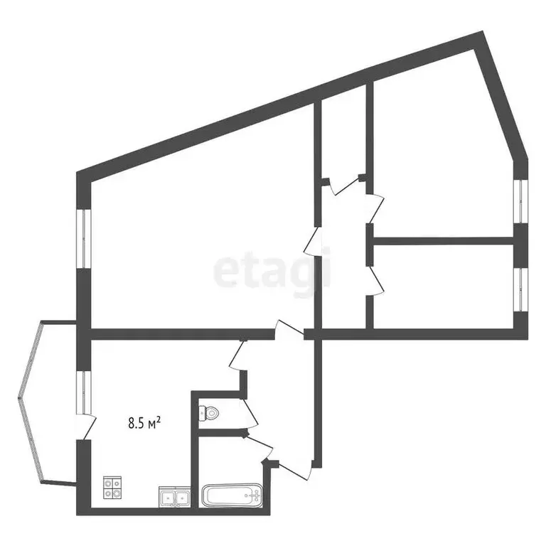 3-комнатная квартира: посёлок Нагорный, Юбилейная улица, 4 (66.1 м) - Фото 0