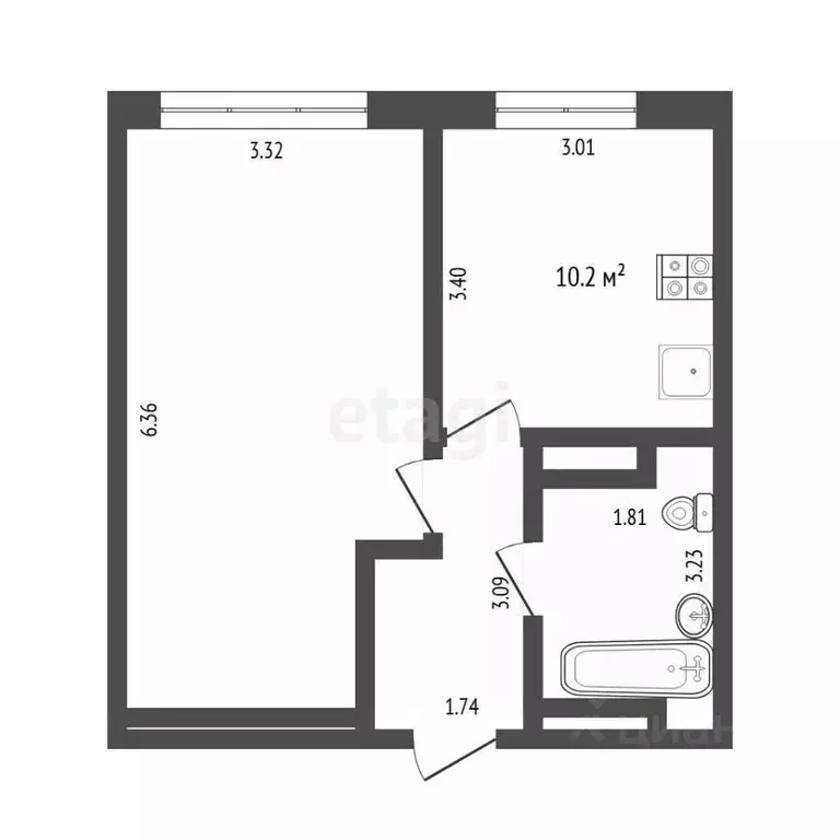 1-к кв. Тюменская область, Тюмень проезд Тихий, 6 (39.4 м) - Фото 2