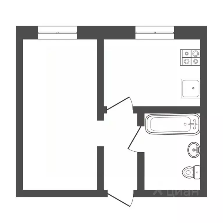 1-к кв. Тюменская область, Тюмень ул. Домостроителей, 26к2 (27.2 м) - Фото 2