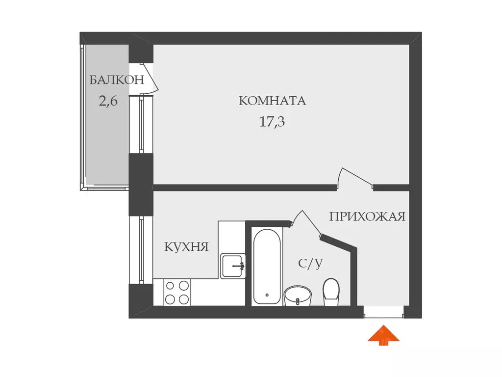 1-к кв. Санкт-Петербург Витебский просп., 33К3 (31.0 м) - Фото 1