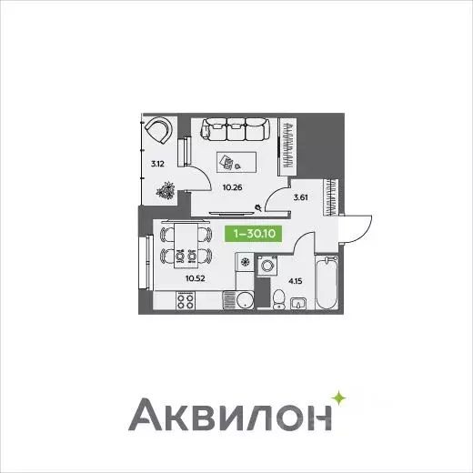 1-к кв. Архангельская область, Северодвинск  (30.1 м) - Фото 0