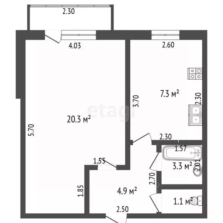 1-к кв. Башкортостан, Стерлитамак ул. Гоголя, 149А (37.3 м) - Фото 1