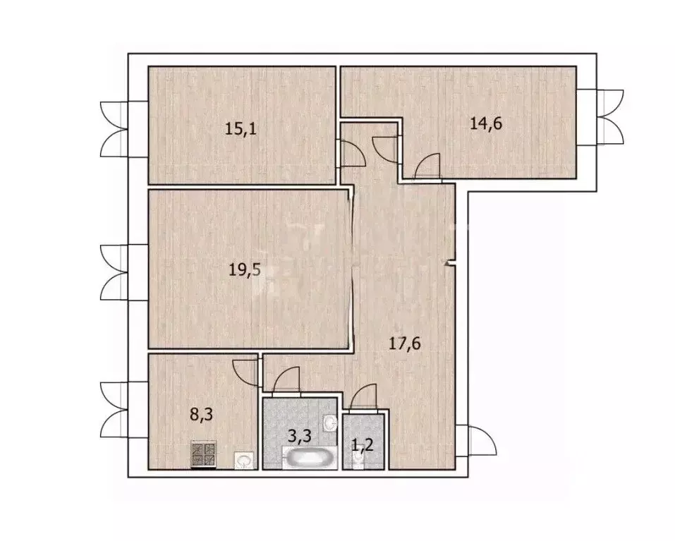 3-к кв. Башкортостан, Уфа ул. Максима Горького, 76 (82.8 м) - Фото 2
