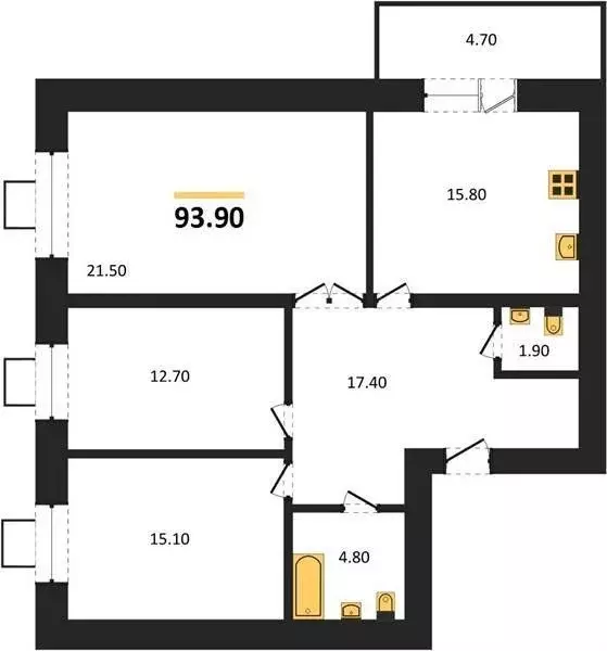 3-комнатная квартира: Пенза, Серпуховская улица, 1 (93.9 м) - Фото 0