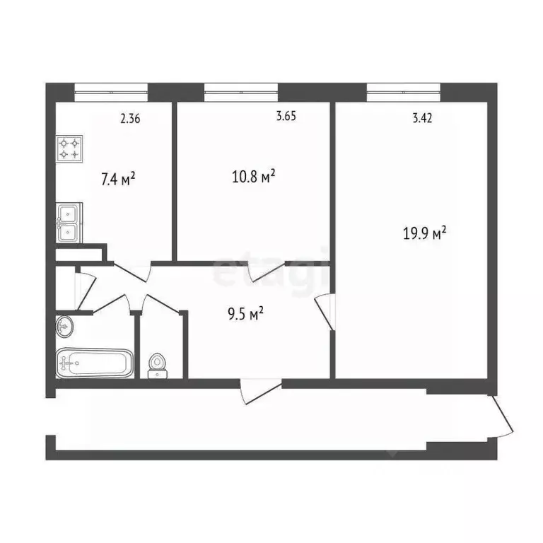 2-к кв. Санкт-Петербург просп. Наставников, 25К1 (51.5 м) - Фото 1