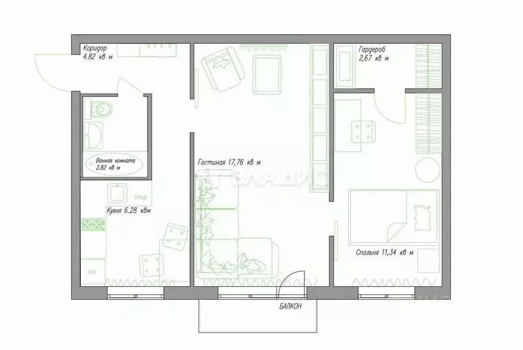 2-к кв. Санкт-Петербург просп. Мечникова, 7 (45.0 м) - Фото 2