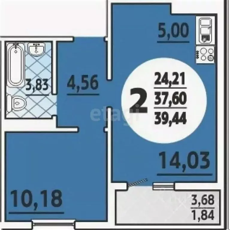 1-к кв. Краснодарский край, Анапа ул. Адмирала Пустошкина, 22к10 (38.0 ... - Фото 1