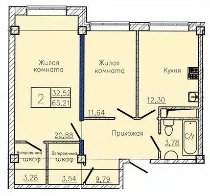 2-к кв. Ставропольский край, Пятигорск  (68.6 м) - Фото 0