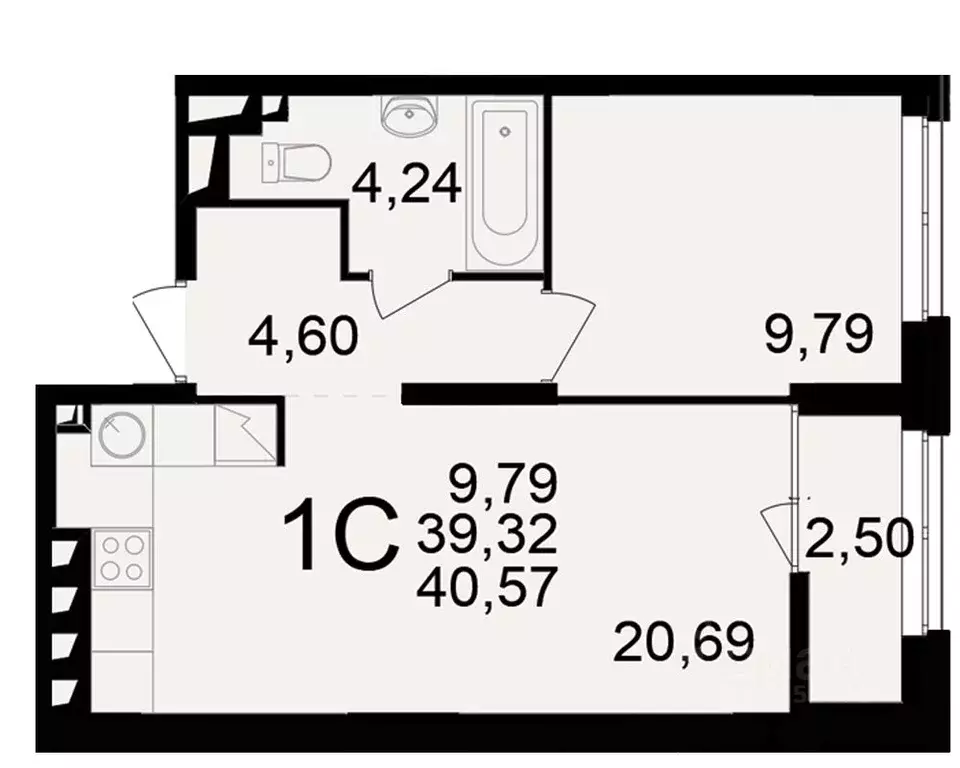 1-к кв. Рязанская область, Рязань ул. Чкалова (39.32 м) - Фото 1
