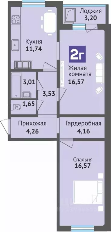 2-к кв. Чувашия, Чебоксары ул. Богдана Хмельницкого, 129 (64.67 м) - Фото 1