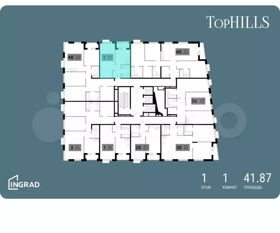 1-к. квартира, 41,9 м, 24/26 эт. - Фото 1