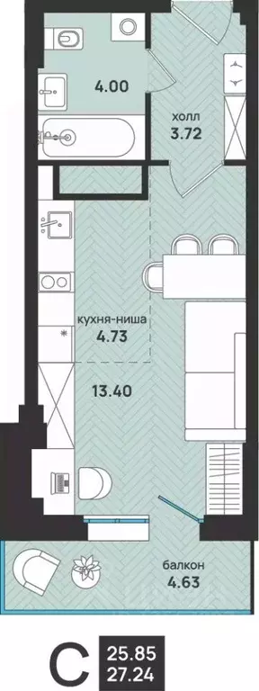 1-к кв. Архангельская область, Архангельск ул. Свободы, 16 (27.24 м) - Фото 0