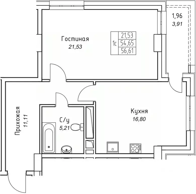1-к кв. Саха (Якутия), Якутск 11-й кв-л,  (56.61 м) - Фото 0