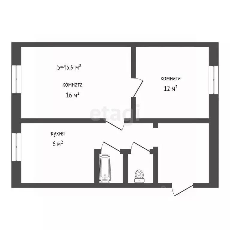 2-к кв. Брянская область, Карачев ул. Свердлова, 3 (45.9 м) - Фото 1