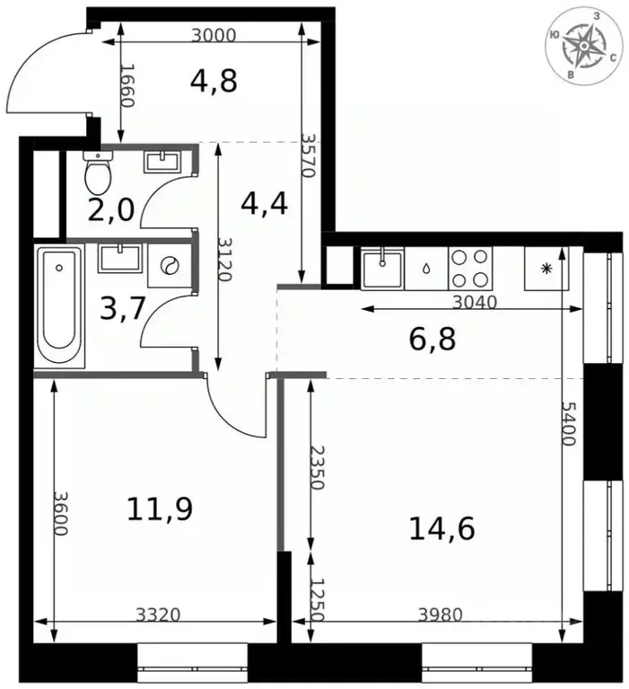 2-к кв. Москва Монтажная ул., 10 (48.2 м) - Фото 1