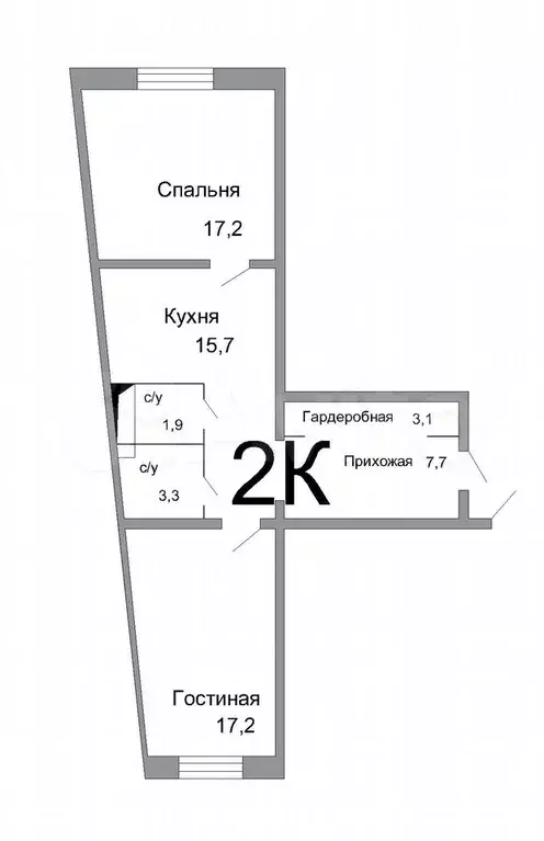 2-к. квартира, 66,3 м, 3/16 эт. - Фото 1