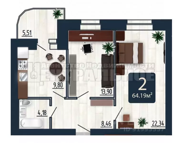 2-к кв. Смоленская область, Смоленск ул. Попова, 30 (64.19 м) - Фото 1