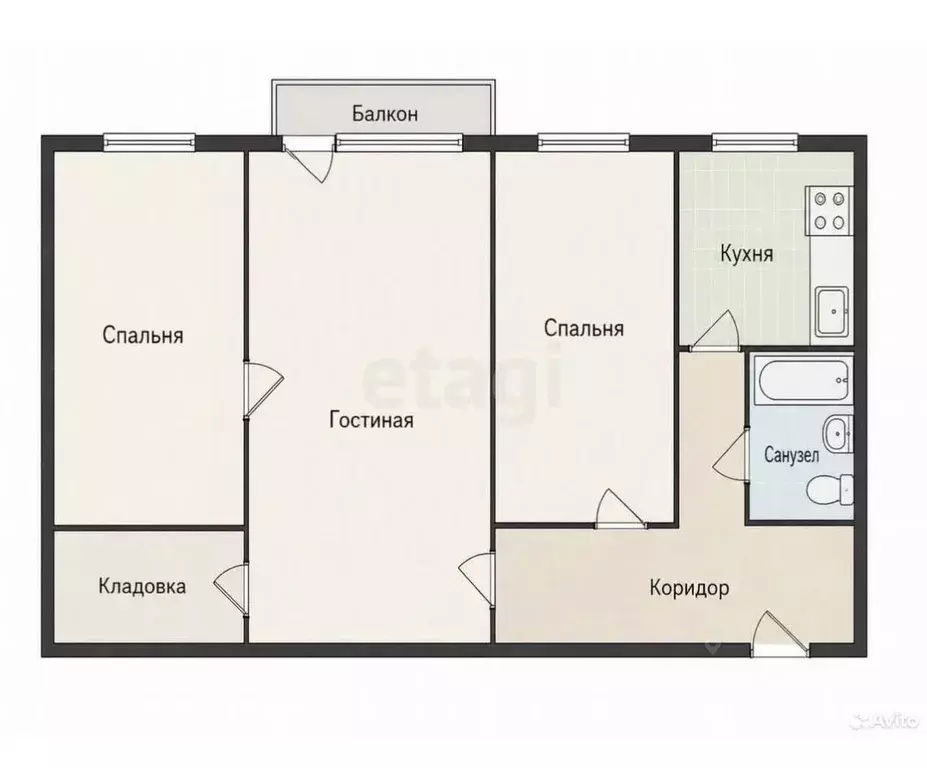 3-к кв. Тульская область, Тула ул. Кутузова, 118 (54.2 м) - Фото 2