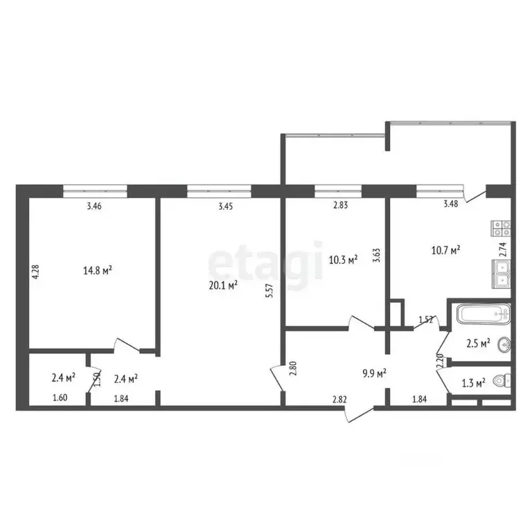 3-к кв. Саха (Якутия), Якутск ул. Ойунского, 25 (74.0 м) - Фото 2