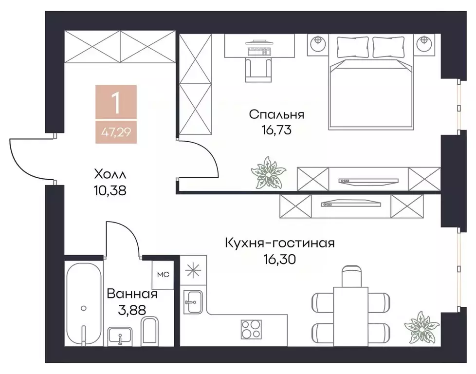 1-к кв. рязанская область, рязанский район, полянское с/пос, с. поляны . - Фото 0