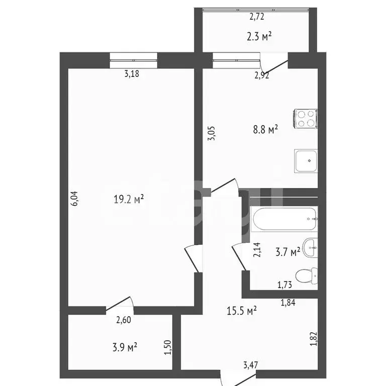 1-комнатная квартира: Ишим, бульвар Белоусова, 40 (41.4 м) - Фото 1