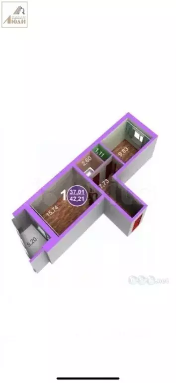 1-к кв. Новосибирская область, Новосибирск ул. Титова, 242/2 (37.0 м) - Фото 2