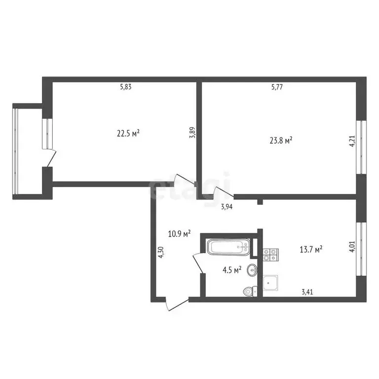 2-комнатная квартира: Новосибирск, Спортивная улица, 23 (75.5 м) - Фото 0