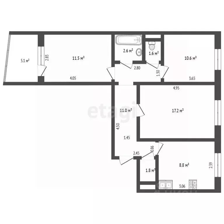 3-к кв. Самарская область, Самара ул. Тухачевского, 46 (64.2 м) - Фото 2