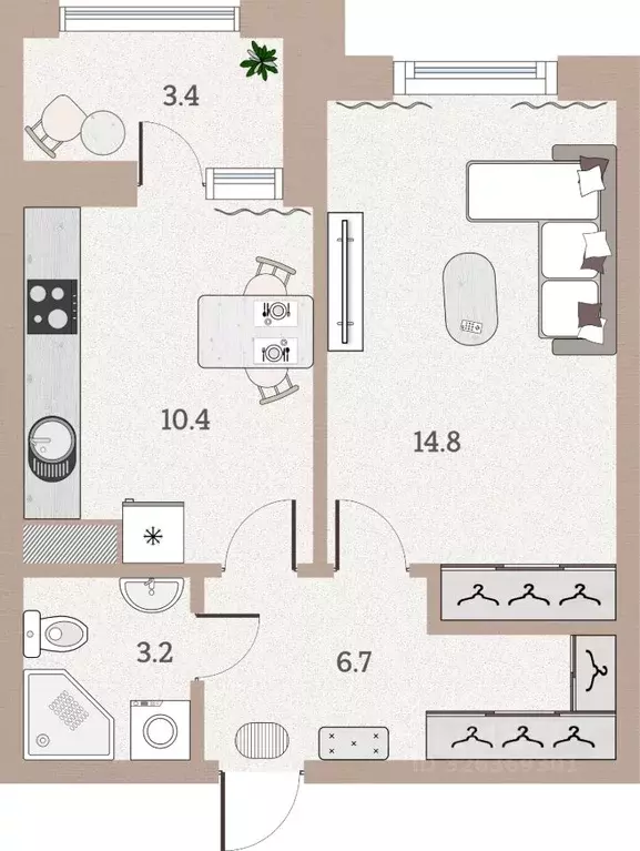 1-к кв. Санкт-Петербург ул. Парфеновская, 14к1 (35.0 м) - Фото 2