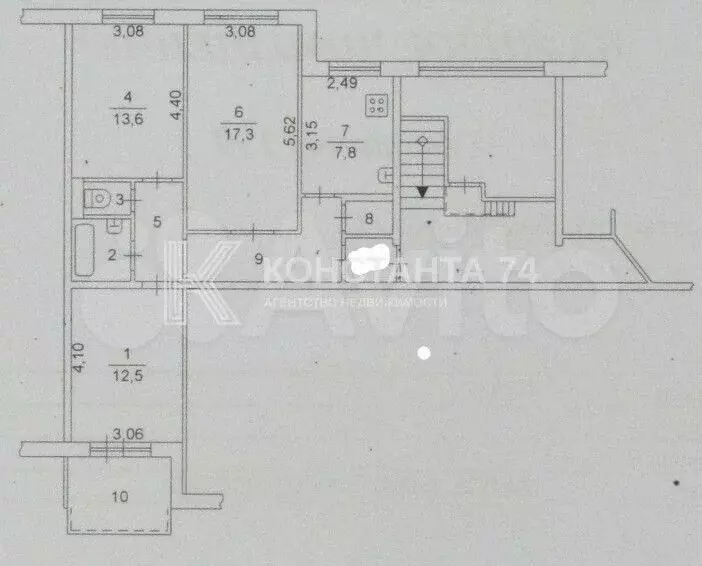 3-к. квартира, 66,1 м, 10/10 эт. - Фото 0