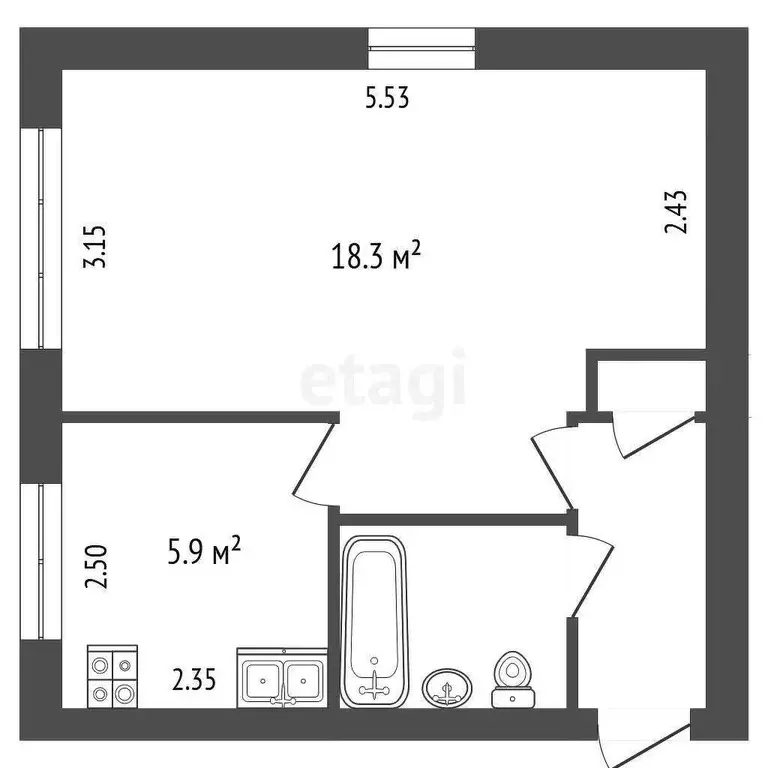 Квартира, студия, 29.8 м - Фото 0