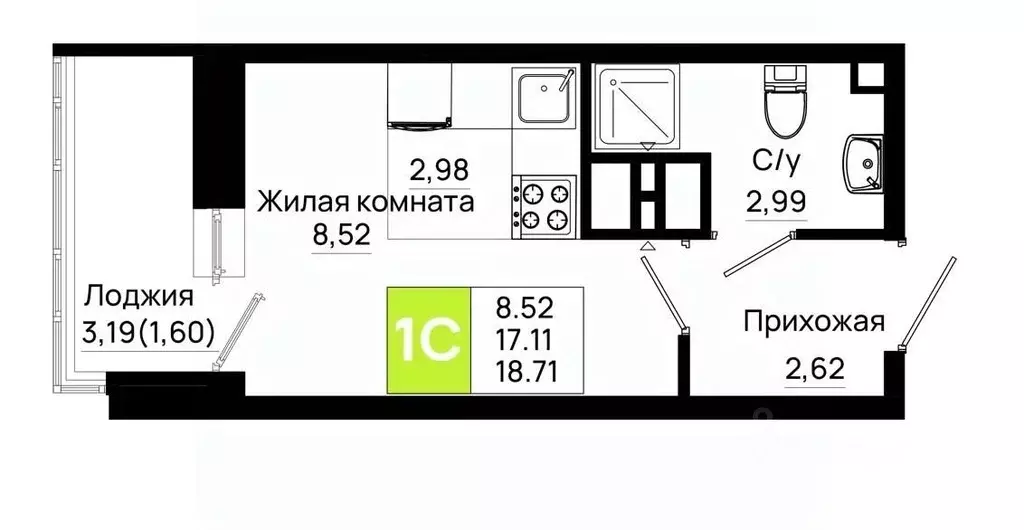 Студия Ростовская область, Ростов-на-Дону Нефтекачка кв-л, Октябрь ... - Фото 0