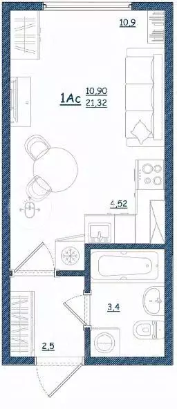 Студия Ярославская область, Ярославль ул. Дядьковская, 16А (21.3 м) - Фото 2