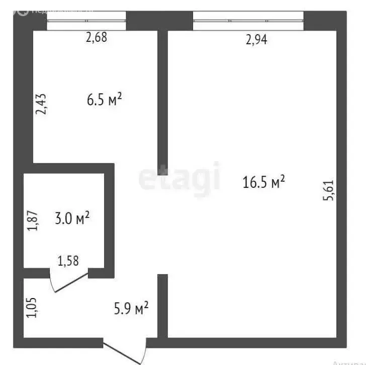 1-комнатная квартира: посёлок Новостройка, Больничная улица, 2 (28.4 ... - Фото 1