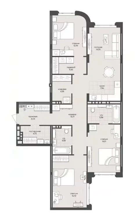 3-к кв. Новосибирская область, Новосибирск Кедровая ул., с45к1 (114.2 ... - Фото 0