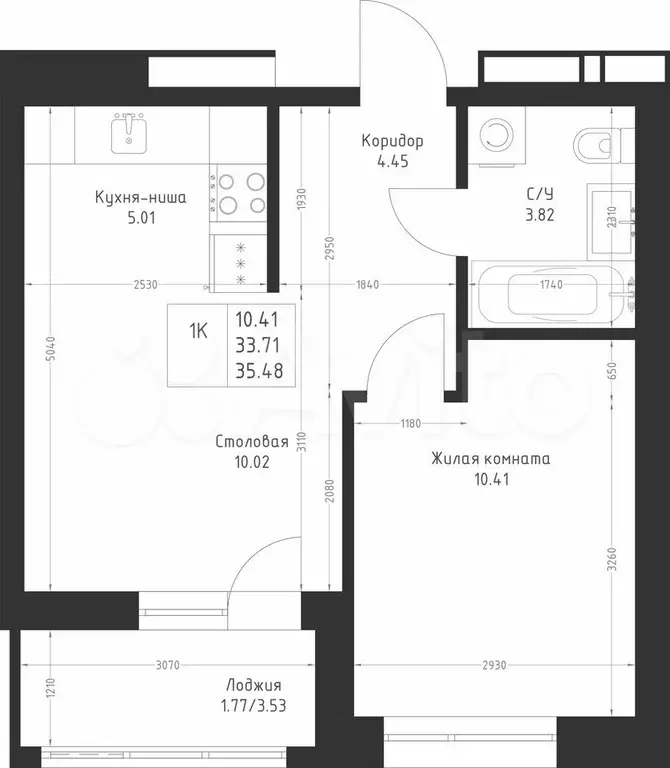 1-к. квартира, 35,5 м, 2/23 эт. - Фото 1