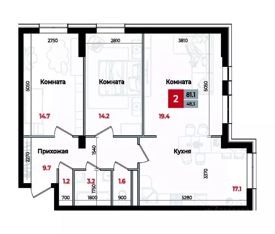 3-к кв. Ставропольский край, Невинномысск Новая ул., 1 (81.1 м) - Фото 1