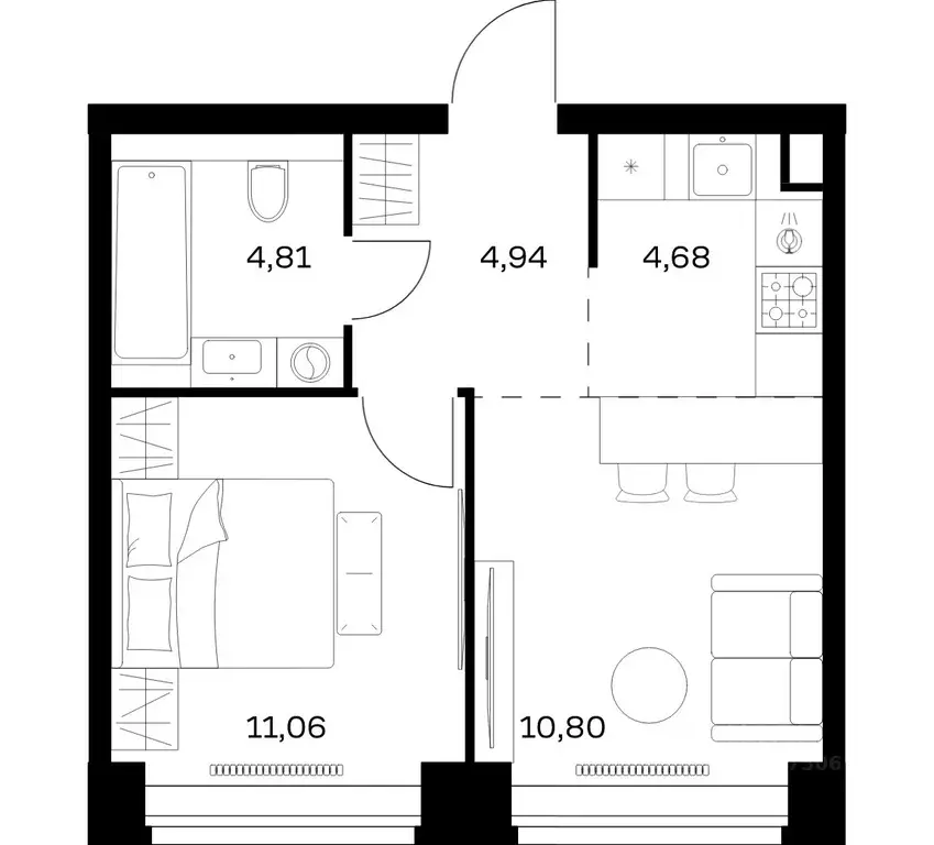 1-к кв. Москва Нова жилой комплекс, к1 (36.29 м) - Фото 1