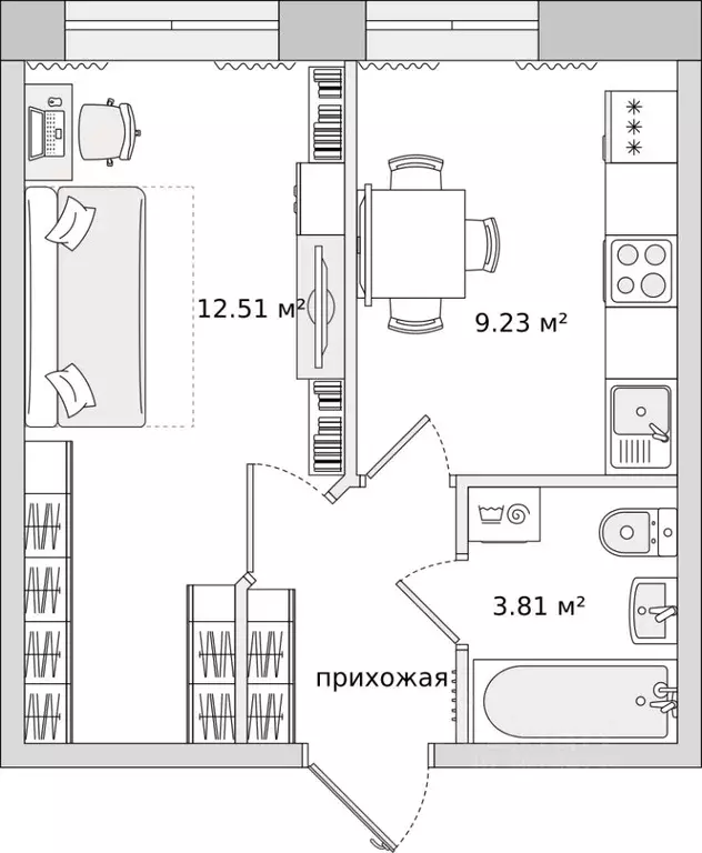 1-к кв. Санкт-Петербург ул. Русановская, 18к6 (29.3 м) - Фото 0