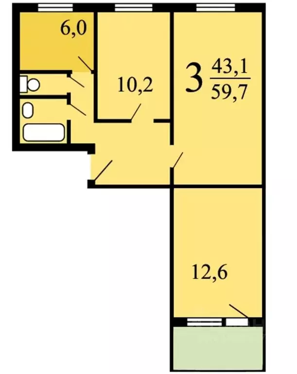 3-к кв. Москва, Москва, Зеленоград к902 (65.0 м) - Фото 1