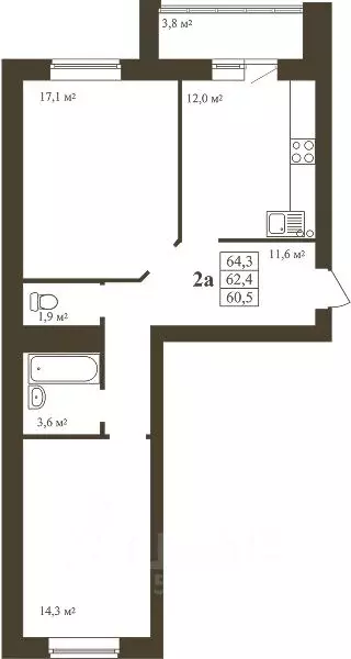 2-к кв. Тамбовская область, Тамбов Телецентр мкр,  (64.3 м) - Фото 0