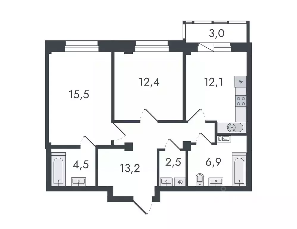 2-к кв. Кировская область, Киров ул. Чистопрудненская, 13 (70.1 м) - Фото 0