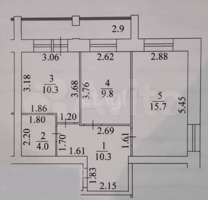 2-к. квартира, 50,1 м, 4/5 эт. - Фото 0