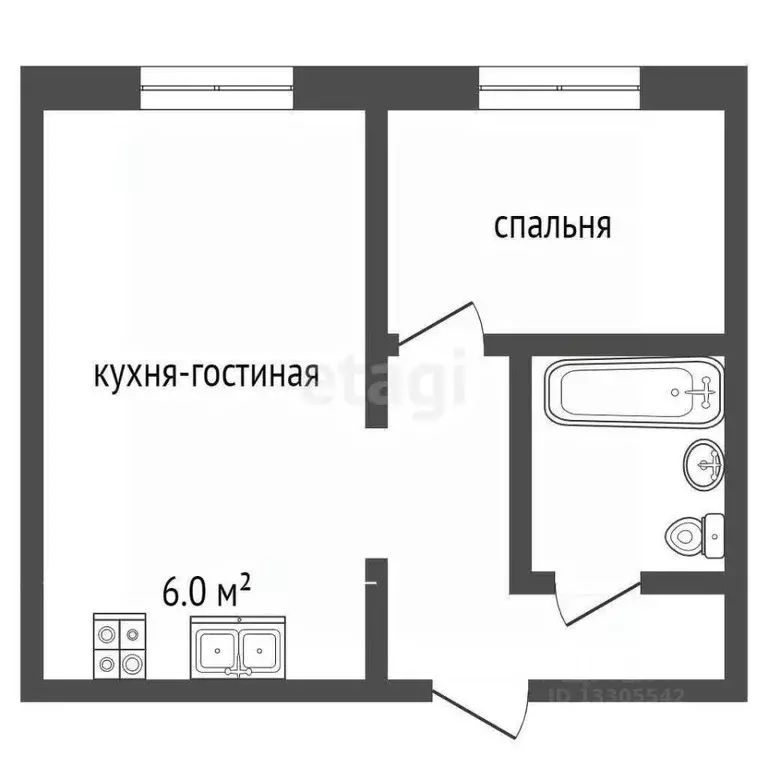 1-к кв. Кемеровская область, Кемерово ул. Гагарина, 128 (32.1 м) - Фото 2