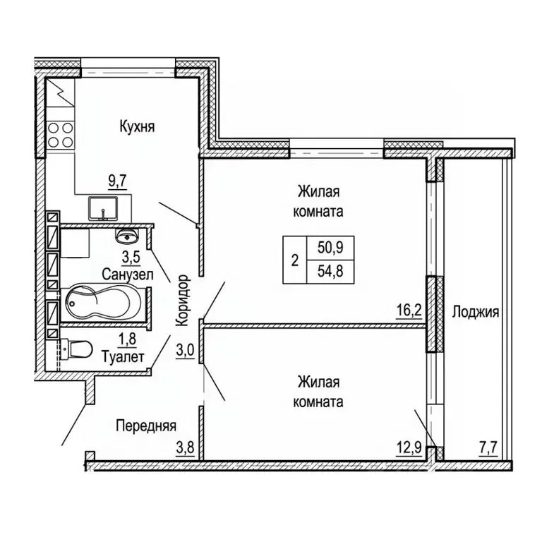2-к кв. Приморский край, Владивосток На Черняховского жилой квартал,  ... - Фото 1